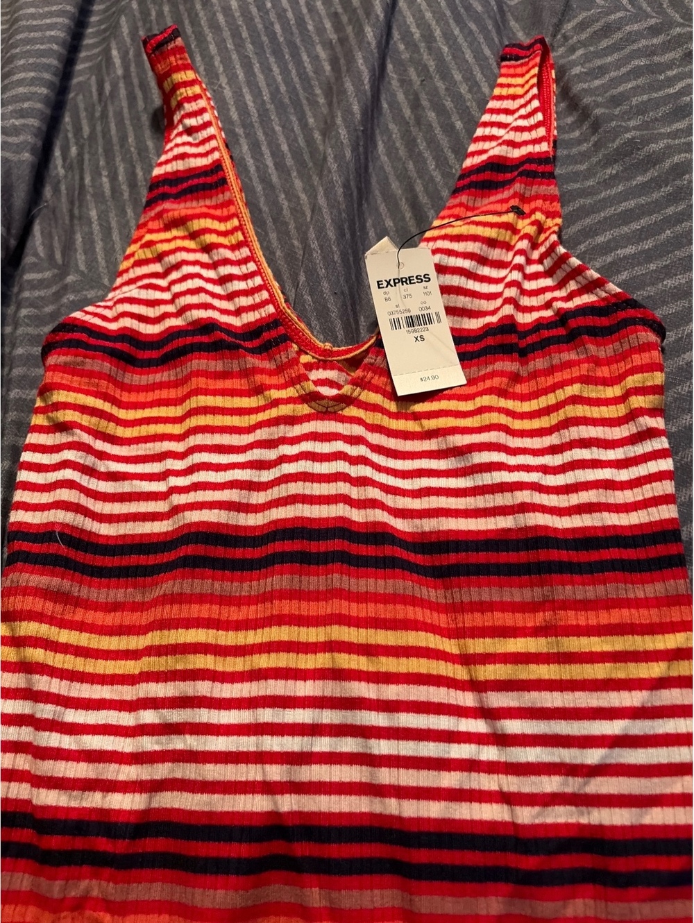 Express Women's Striped Ribbed Tank Top XS